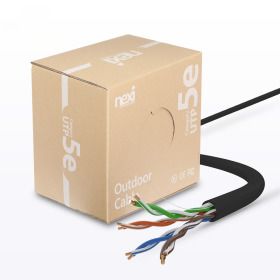 상품 이미지: 옥외용 블랙 UTP 방수 랜선 CAT5e 300M 박스 롤 제작 랜케이블 단선 네트워크 통신 공사 패치코드 인터넷선