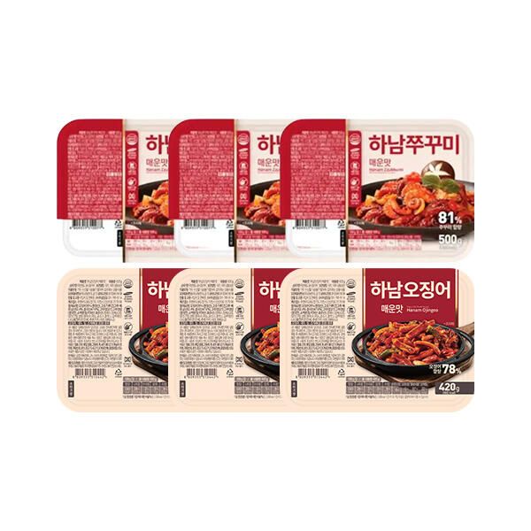 상품 이미지: 하남쭈꾸미 매운맛 500g, 3개 + 하남오징어 매운맛 420g, 3개