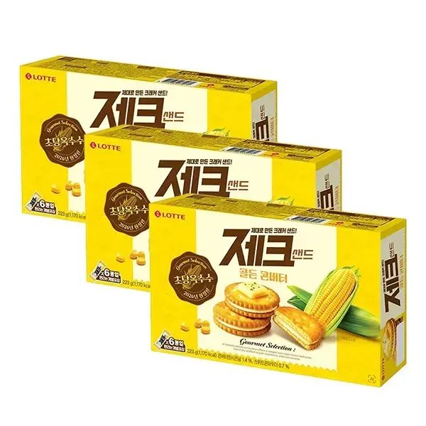 상품 이미지: 롯데웰푸드 제크 샌드 골든 콘버터 223g, 3개