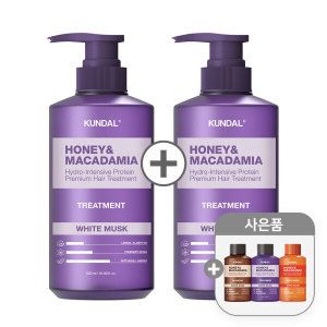 상품 이미지: (1+1+증정) 쿤달 허니앤마카다미아 샴푸/트리트먼트/바디워시/바디로션 500ml 1+1 (총2개) + 3종세트 증정