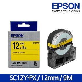 상품 이미지: 엡손 라벨테이프 SC12Y-PX 12mm 9M 노랑바탕 검정글씨