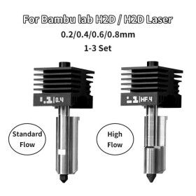 상품 이미지: Bambu Lab A1/A1 Mini용 H2D/P2S 핫엔드 키트 고속 핫엔드 어셈블리 0.2/0.4/0.6/0.8mm 경화강 노즐 3D 프