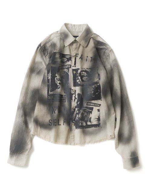 상품 이미지: Shattered Echo Dirty Washed Stripe Shirt - Beige