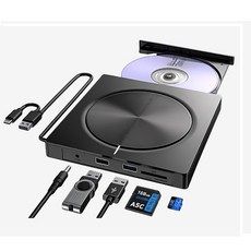 상품 이미지: 유니콘 USB3.0 5 in 1멀티 외장 CD/DVD RW USB A+C타입 USB허브 카드리더기 외장 ODD Plug & Play, 1개, CD-500R