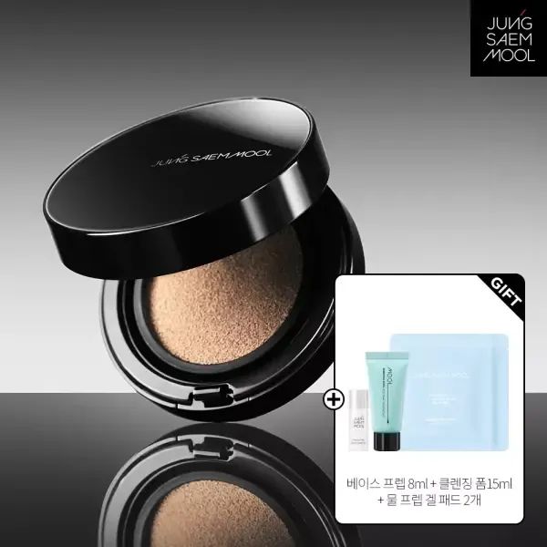 상품 이미지: 정샘물 에센셜 스킨 누더 롱웨어 쿠션(본품+리필)(+ 베이스 프렙 8ml + 클렌징폼15ml+  물 프렙 겔 패드 2개)