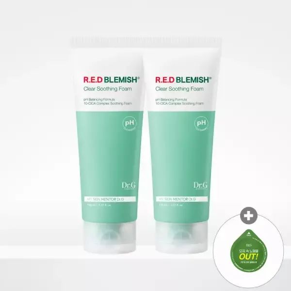 상품 이미지: 닥터지 약산성 레드 블레미쉬 클리어 수딩폼 150mL 2개 + (증정) 그린딥 포어 클렌징 밤 3g