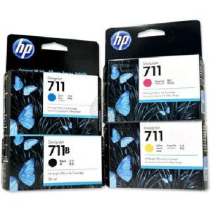 상품 이미지: HP 정품 711B/711 잉크 3WX00A CZ130A CZ131A CZ132A 4색세트 / T120 T520 용 검정 약 38ml 컬러 약 29ml씩