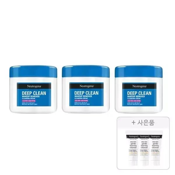 상품 이미지: 뉴트로지나 딥클린 클렌징 크림 285ml, 3개 + 증정(딥클린 젠틀폼 클렌저 10g, 3개)