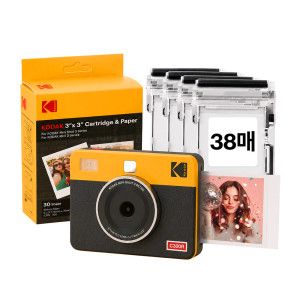 상품 이미지: 코닥 미니샷3 레트로 C300R+카트리지 38매 옐로우 포토프린터 즉석카메라 사진인화기 미니