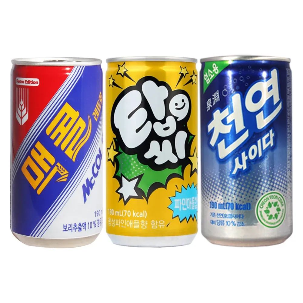 상품 이미지: 천연사이다 190ml x 30캔 + 탑씨 파인애플 190ml x 30캔 + 맥콜 190ml x 30캔 / 탄산음료