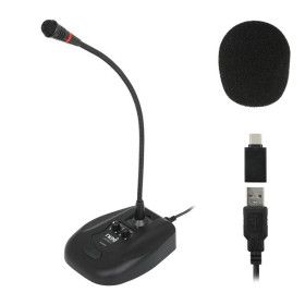 상품 이미지: 고감도 컴퓨터 구즈넥 마이크 USB C타입 다이나믹 콘덴서 볼륨 녹음 스탠드형 PC 게임 회의 유선 방송용