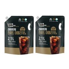 상품 이미지: [태웅식품] 라이브타임 더진한 스위트 아메리카노 2100ml 대용량 액상 커피 파우치, 2.1L, 2개