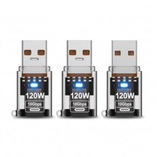 상품 이미지: 크릿게이밍 투명 C타입 to USB 변환 젠더 120W 고속충전 USB 3.2 Gen2 10Gbps, 3개