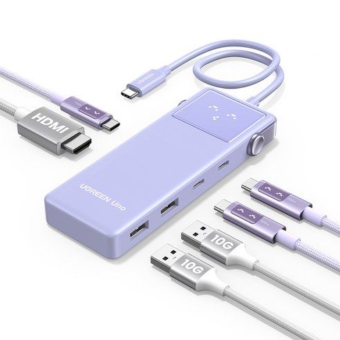상품 이미지: UGREEN 유그린 Uno 6포트 USB 3.2 C타입 멀티 허브 삼성덱스 맥북 호환| 10Gbps | HDMI2.0 4K60Hz | PD100W | 스마트 상태 이모티콘 표시