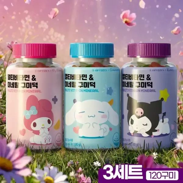 상품 이미지: 산리오 멀티비타민 ＆ 미네랄 구미덕 젤리 40구미, 3개 [디자인 랜덤]