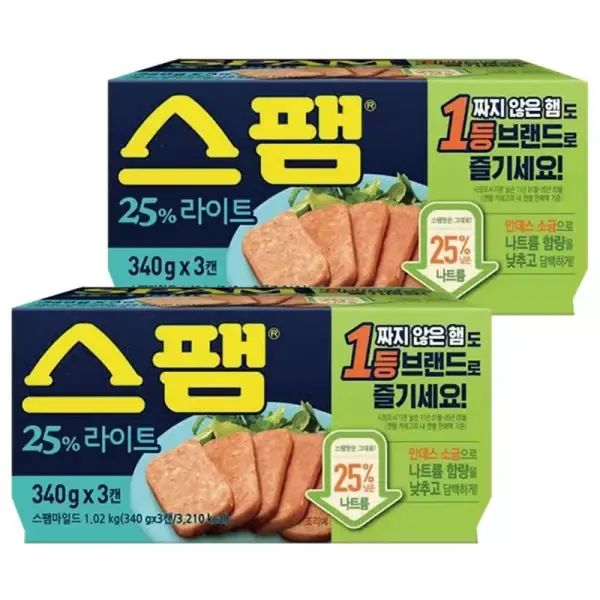 상품 이미지: 스팸 25% 라이트, 340g, 6개
