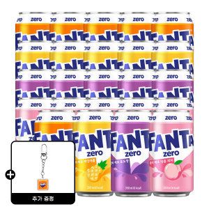 상품 이미지: 환타 제로 오렌지+파인+포도+피치 350ml 4종 6입 (총 24캔) +(증정) 환타 키캡키링