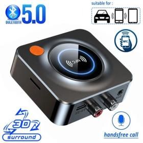 상품 이미지: 블루투스 5.0 오디오 리시버 3D NFC 스테레오 음악 무선 어댑터 TF 카드 RCA 3.5mm AUX 잭 핸즈프리 통화