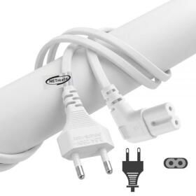 상품 이미지: 국산 KC인증 화이트 8자 꺾임 전원 케이블 1.3m 220v 2구 모니터 오디오 파워 코드 기억자 꺽임형 전기 선
