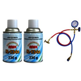 상품 이미지: KC인증 자동차 에어컨 냉매 가스 보충 R134a mk냉매 2캔+충전도구 세트
