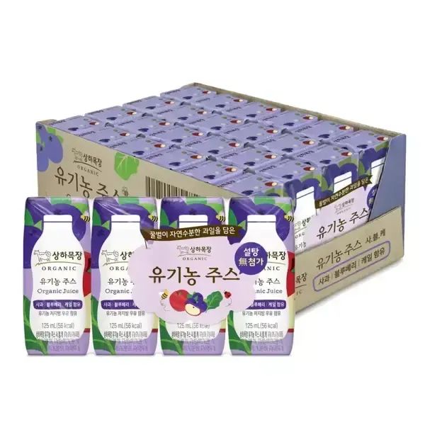 상품 이미지: 상하목장 유기농 주스 사과블루베리케일 125ml, 24개