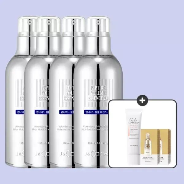 상품 이미지: 탄력&보습&미백 완벽케어! 닥터펩티 펩타이드 볼륨 버블에센스 2.0 100ml 4개 세트 + 톤업 선크림 50ml 본품 + 샤쉐 40매입