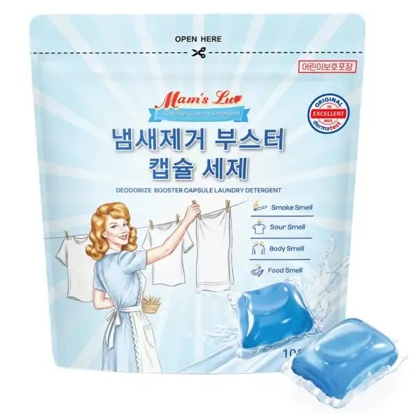 상품 이미지: 맘스럽 냄새제거 부스터 캡슐세제 8g 100개입+100개입(총200개) / 쉰내 땀냄새 강력제거
