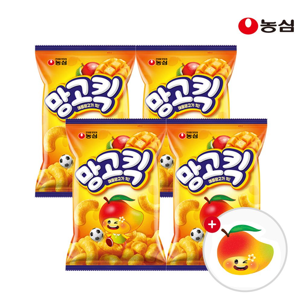 상품 이미지: 농심 망고킥 100g X 4개 망고킥 스트레스볼 굿즈 세트