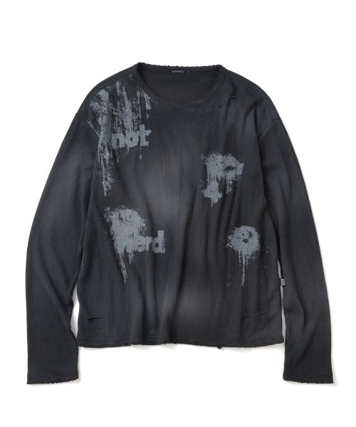 상품 이미지: Eyes Dirty Washed Distressed Waffle Long Sleeve - Black
