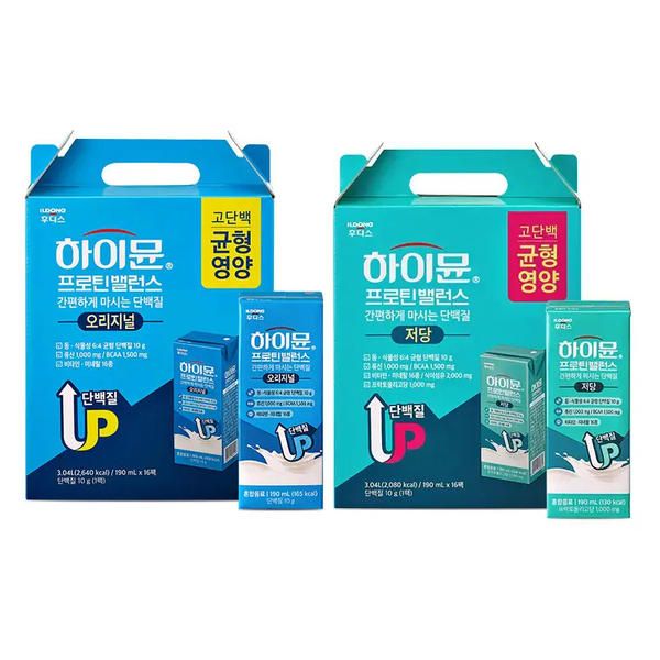 상품 이미지: 후디스 하이뮨 프로틴 음료, 190ml, 16개 + 저당 190ml, 16개