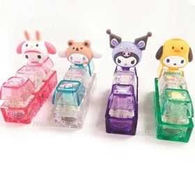 상품 이미지: 산리오 키캡 커스텀 3구 클릭커 딸깍 피규어 LED 포차코 마이멜로디 시나모롤 쿠로미 랜덤 키링 선택