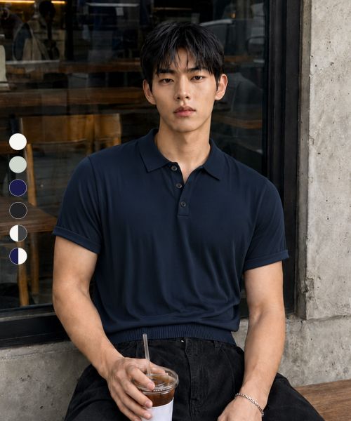 상품 이미지: 버튼 카라 썸머 쿨 크롭 반팔 니트 (6color)