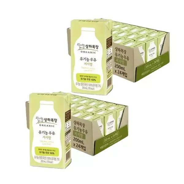 상품 이미지: 상하목장 유기농 저지방 멸균우유 200ml, 48개