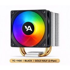상품 이미지: 야인 프리오 YC1100 LED CPU 쿨러 화이트 고급형 듀얼 히트파이프 탑재 LED 90mm팬 인텔 AMD, 1개, 블랙, YC1100-BLACK