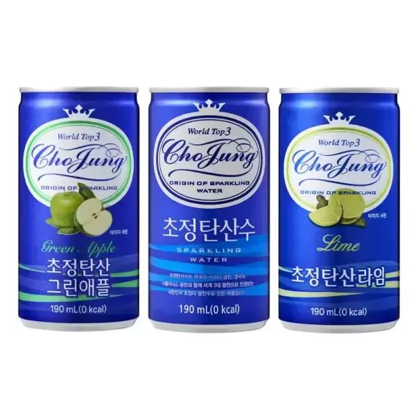 상품 이미지: 초정탄산수 190ml × 60캔 (플레인/그린애플/라임 택2)