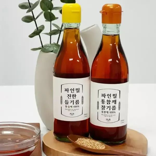 상품 이미지: [파인밀] 전통압착 통깨100% 참기름 350ml+350ml (총 2병)