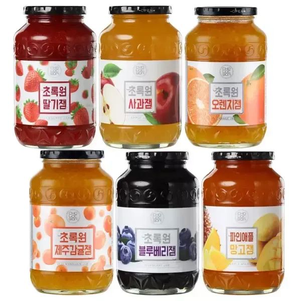 상품 이미지: 초록원 과일잼 1kg x 2개 세트(딸기잼 블루베리잼 사과잼 파인애플망고잼 제주감귤잼 오렌지잼)