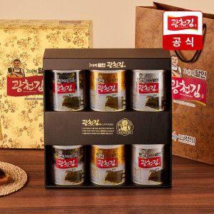 상품 이미지: (신선집중) 광천김  선물세트 베스트 고급 종합 선물세트 6호 (캔김6p+쇼핑백)