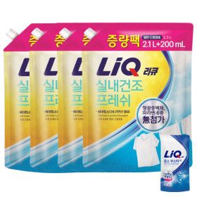 상품 이미지: (대용량 증량팩)리큐 실내건조 프레쉬 세탁세제 2.3L(2.1L+200ml) 4개  +리큐 효소부스터 300ML 1개 증정