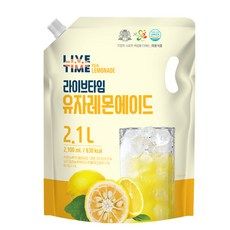 상품 이미지: [태웅식품] 라이브타임 유자레몬 에이드 2100ml 대용량 유자 레몬 음료 파우치 베이스, 2.1L, 1개