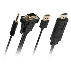 상품 이미지: 고화질 VGA to HDMI 변환 케이블 1.8M (3m 선택) RGB 컨버터 영상 오디오 지원 듀얼 모니터 확장 USB전원