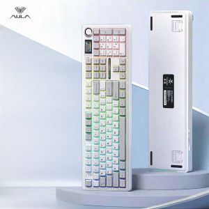 상품 이미지: AULA 독거미 F108 pro 3모드 기계식 키보드 8000mAh 저소음 솜사탕축 화이트그레이 예약발송 9월말출고