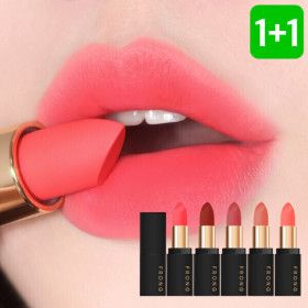 상품 이미지: (1+1) 묻어남 적은 프롱 벨벳 매트 립스틱 5컬러/지속력 좋은/립틴트/보습 립밤