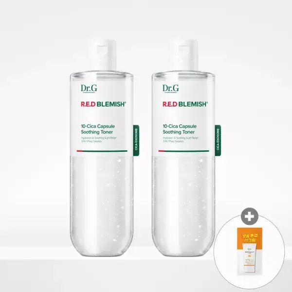 상품 이미지: 닥터지 레드 블레미쉬 10-시카 캡슐 수딩 토너 300mL 2개 + (증정) 브라이트닝 업 선 플러스 2mL
