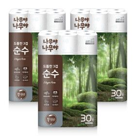 상품 이미지: 나무야나무야 도톰한3겹순수 화장지 27Mx30롤 3팩