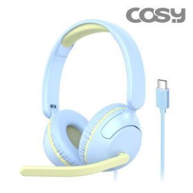 상품 이미지: 청력보호 USB C타입 유선 헤드셋 (블루) /어학용/헤드셋마이크/아이패드헤드셋/태블릿헤드셋