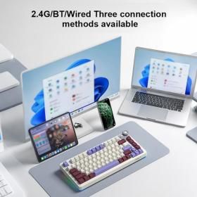 상품 이미지: AULA AU75 3 모드 기계식 키보드 81 키스왑 가능 RGB Esports 게임용 PBT 키캡 PC 데스크탑 타이핑
