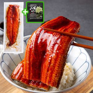상품 이미지: (2개 구매시 무배) 만복 양념민물장어 320g 2인분 특대 가바야끼+와사비 데리야끼소스 장어덮밥용 양념장어