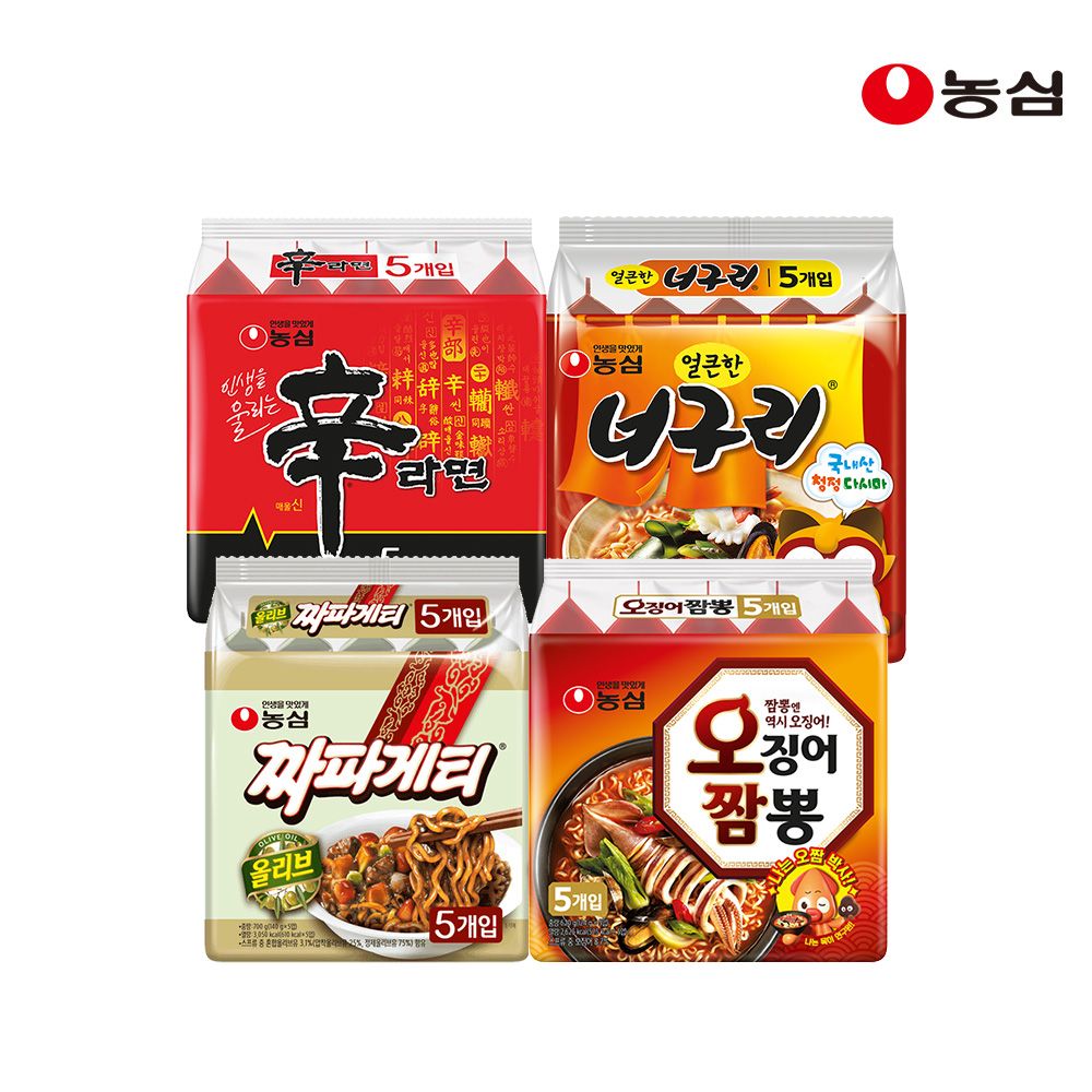 상품 이미지: 신라면 얼큰한너구리 짜파게티 오징어짬뽕 혼합 20봉