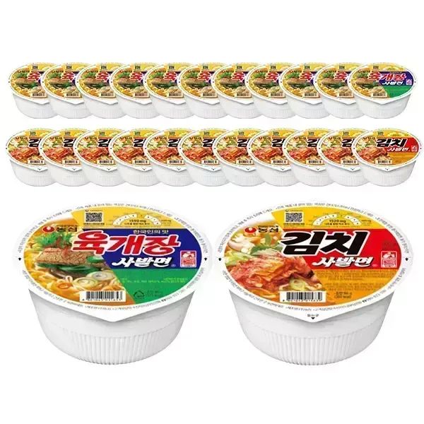 상품 이미지: 농심 육개장사발면, 86g, 12개 + 김치사발면 86g,12개